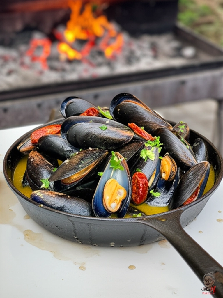 Feurige Chorizo-Muscheln — Kohlegrill