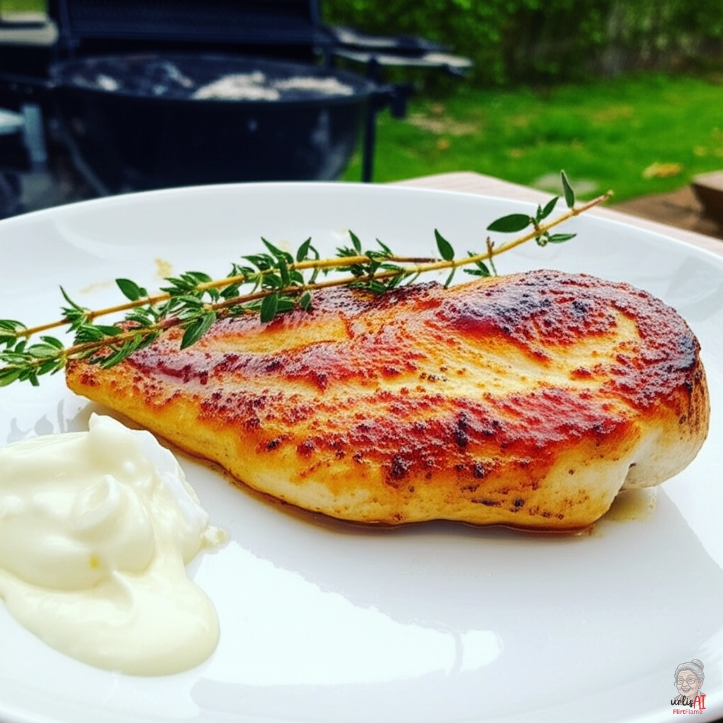 Normannisches Calvados Huhn — Kohlegrill