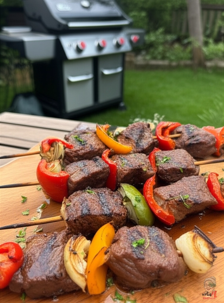 Paprika-Zwiebel Rinderspieße — Gasgrill