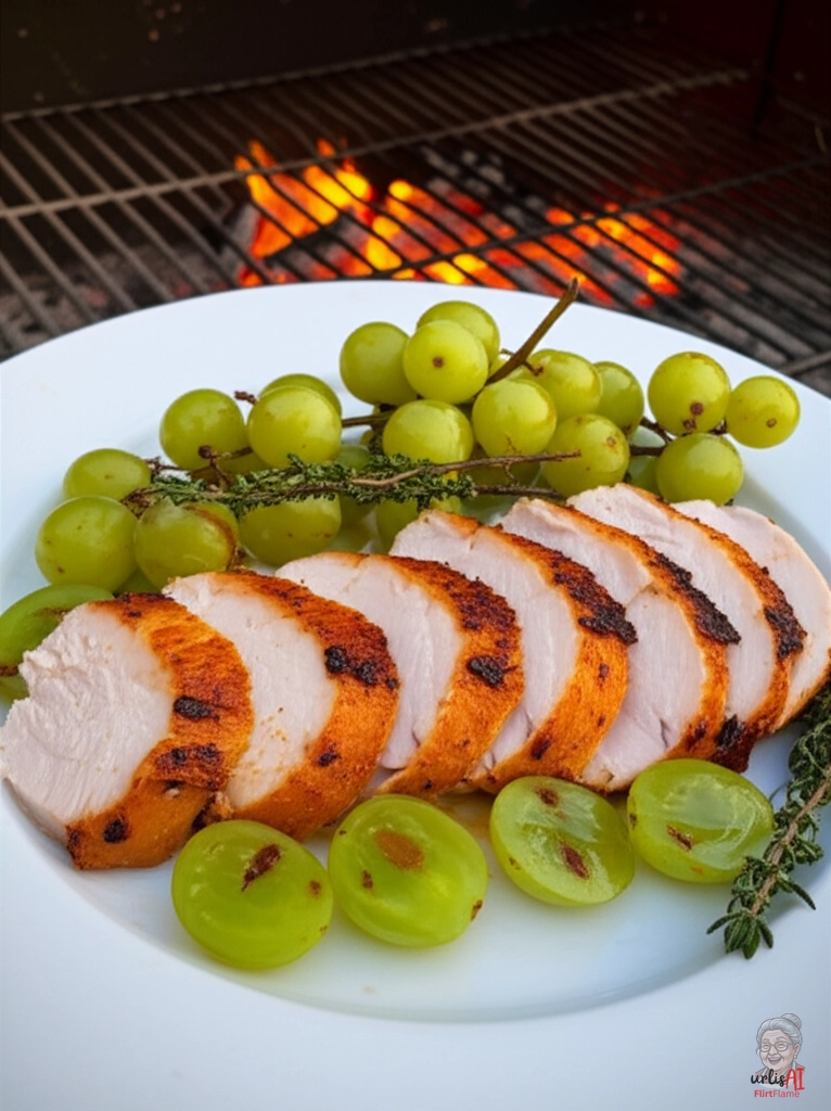 Perlhuhnbrust Trauben Thymian — Kohlegrill