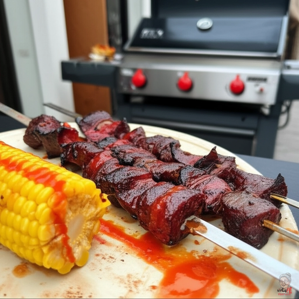 Peruanische Anticucho Herzen — Gasgrill