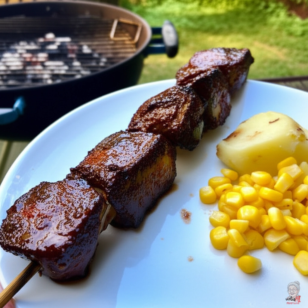 Dunkle Glutspieße — Kohlegrill