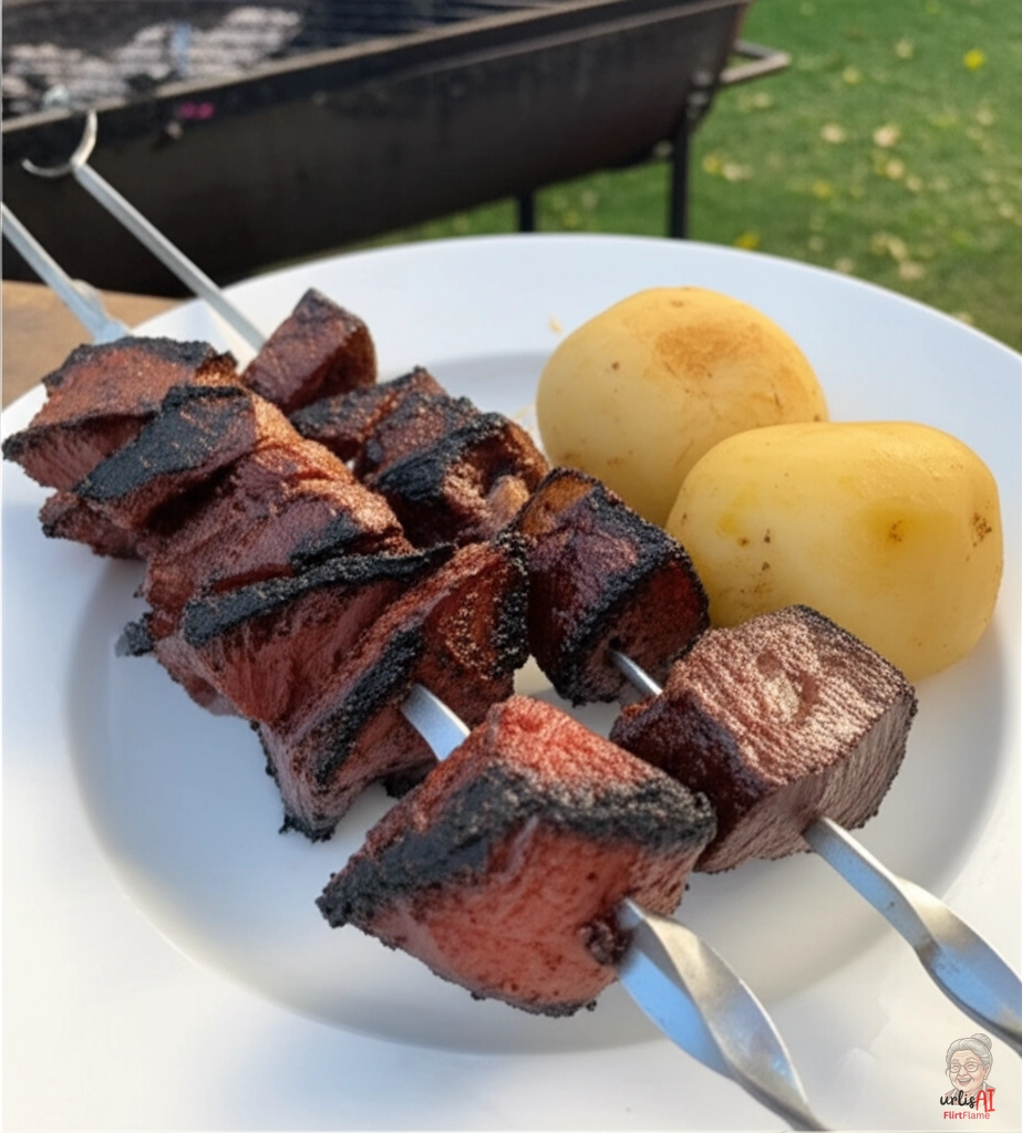 Glutrote Samtwürfel — Kohlegrill