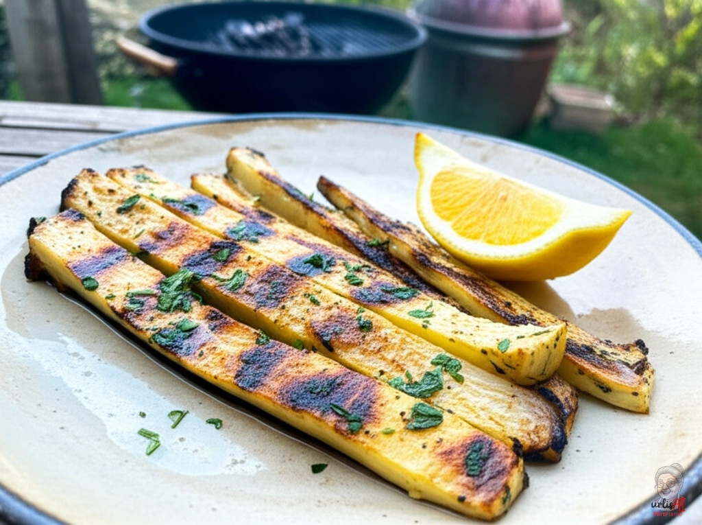 Goldene Kräuterwurzeln — Kohlegrill