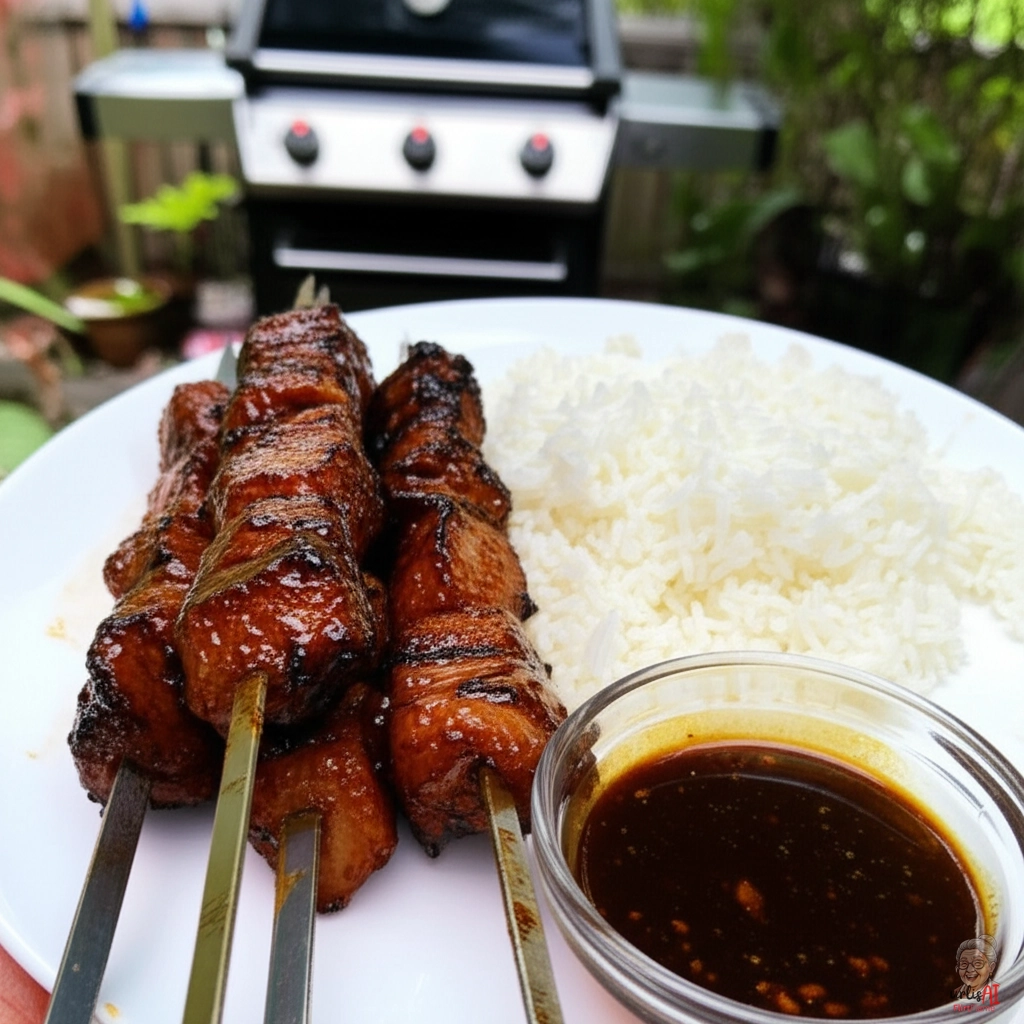 Dunkle Adobospieße — Gasgrill