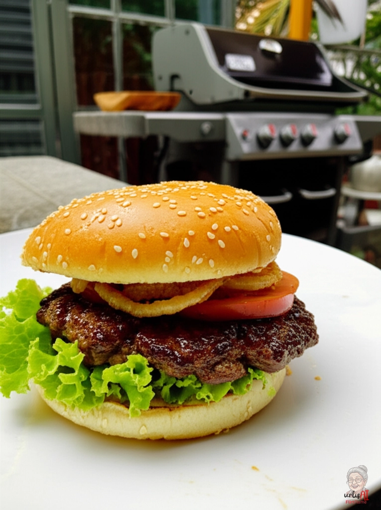 Dunkler Adoboburger — Gasgrill