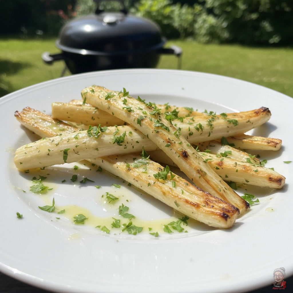 Kräuterwurzeln Petersilienbutter — Kohlegrill
